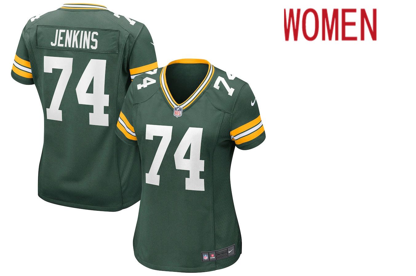 Women Green Bay Packers #74 Elgton Jenkins Nike Green Game NFL Jersey